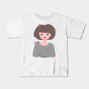 Cute girl with hearts Kids T-Shirt